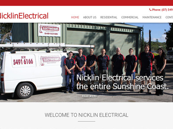 A screenshot of the Nicklin Electrical website designed by Partner Digital