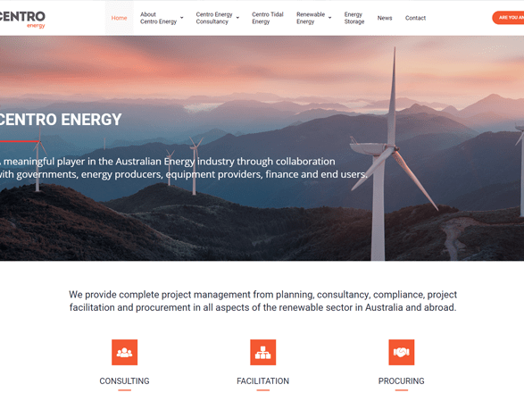 Centro Energy website screenshot