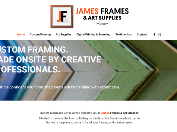 James Frames Maleny website screenshot